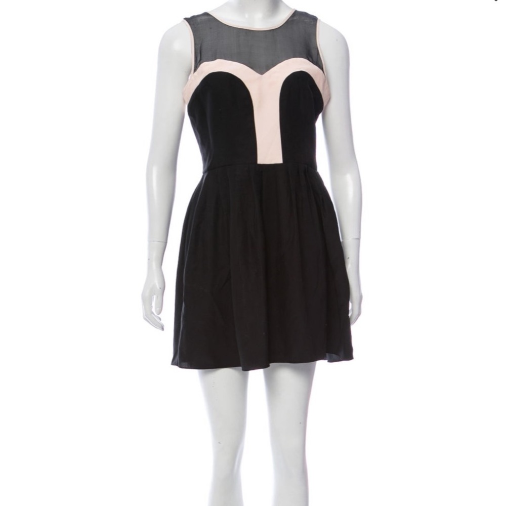 Parker Black Sheer Neck Mini Dress Medium / Small - Picture 1 of 8